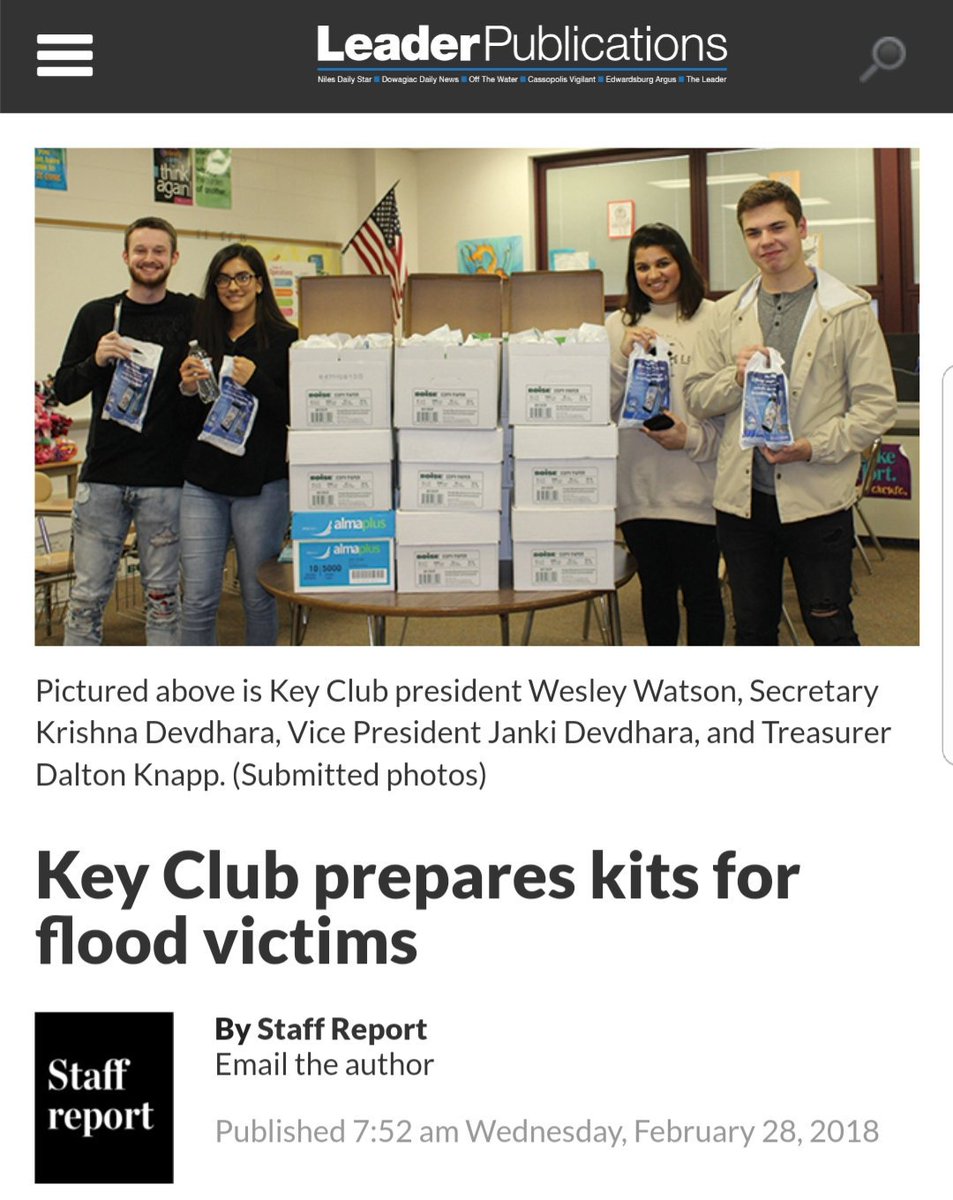 JohnMProos's tweet photo. This is Southwest Michigan is action. The @KeyClub at Brandywine Community Schools prepared 325 kits for families that lost everything in the recent #flood. #SWMIService
https://t.co/0cpx8kqwyX https://t.co/oTMohii7sm