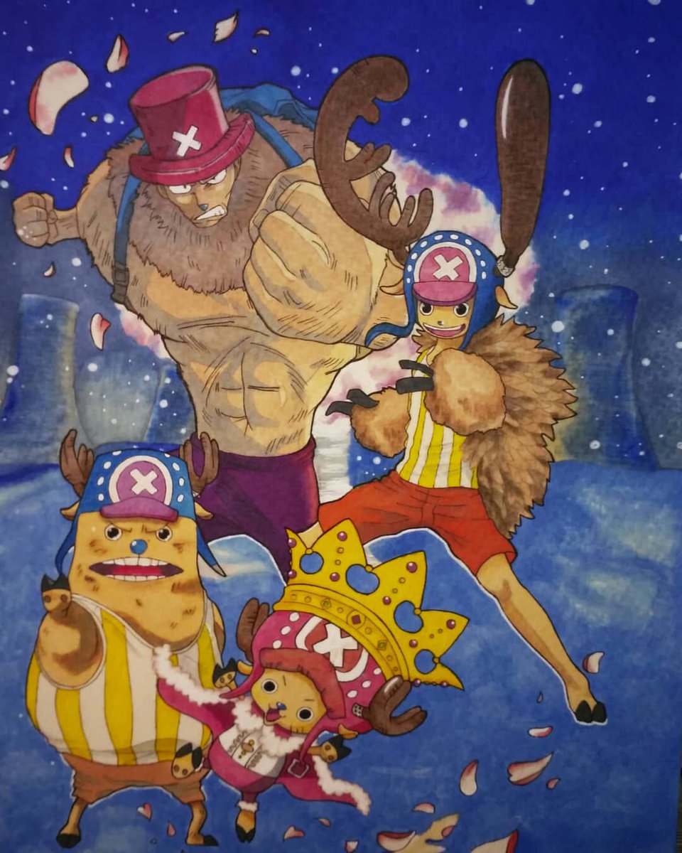 🌸FANART ACABADO🌸 ~ Transformaciones de Tony Chopper ~ #OnePiece Es la  segunda vez que dibujo con copics y la verdad, me encanta como ha quedad,  creo que con algo más de tiempo, image size:960x1200