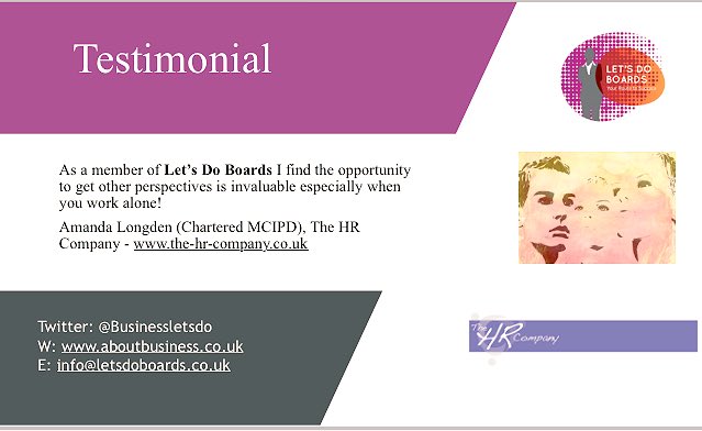 Businessletsdo's tweet photo. #TestimonialThursday Fab feedback from @amandahrco #letsdoboards @Tameside_Hour @tamesideRT @DentonGolfClub @thefutureltd @vald14 https://t.co/gHvlZS1AOP