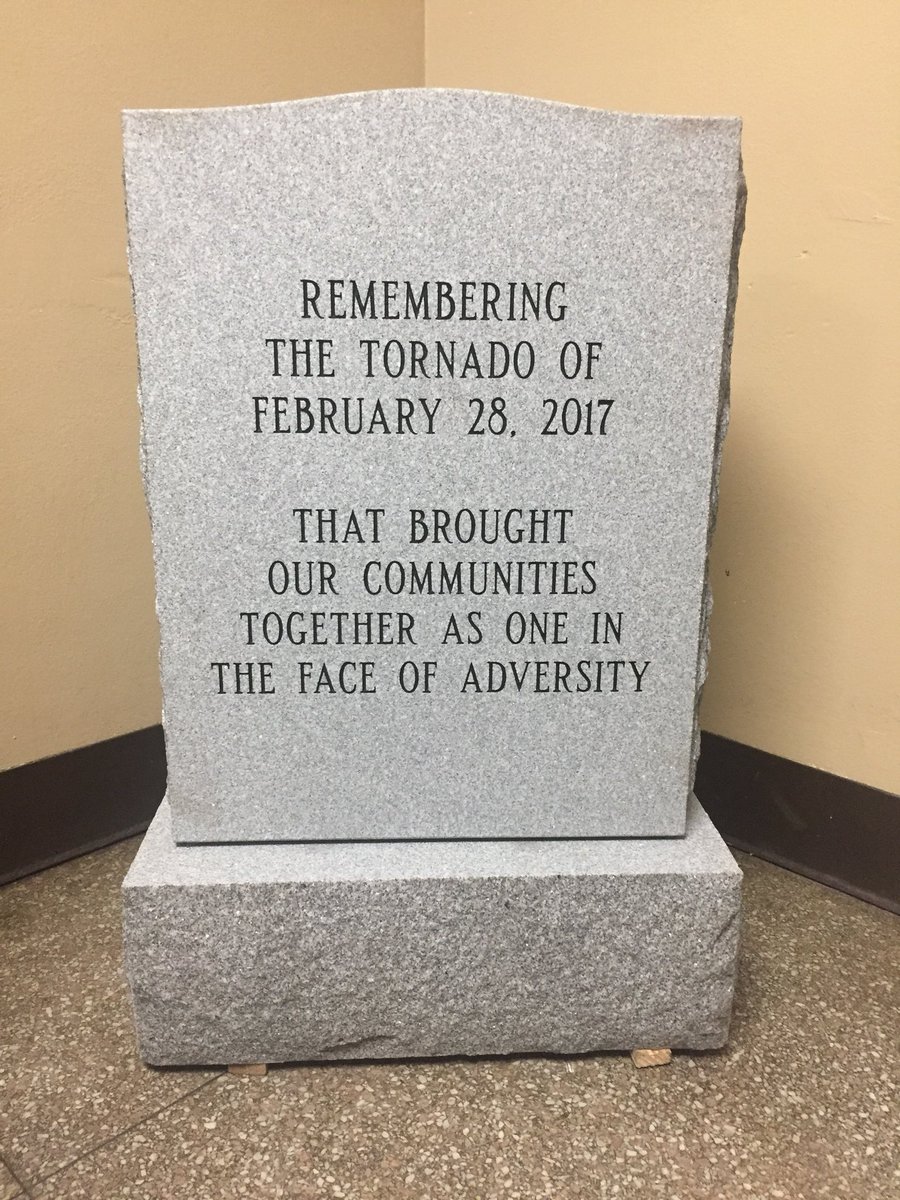 TT_cstanley's tweet photo. This is the memorial stone for the tornado that struck the adjoining communities of Ottawa and Naplate a year ago. https://t.co/indj8Pijvc
