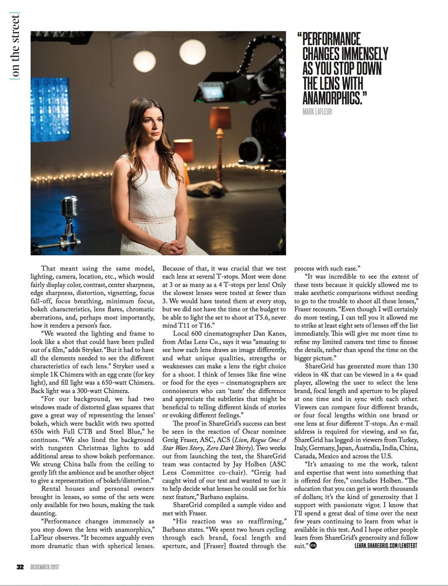 FullSail's tweet image. Cinematographer and #FullSailAlumni Kyle Stryker and the @ShareGrid Ultimate Anamorphic Lens Test were featured in ICG magazine! Nice work! @ICGLocal600 #local600 #iatse #lenstest #cinematography #anamorphic