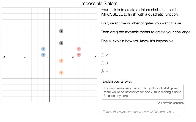 Paul Jorgens On Twitter Day121 Teach180 Desmos Parabola Slalom In Algebra Today Love Listening To The Varied Strategies And Parabola Forms To Solve A Challenge We Consider The Impossible And Then Challenge