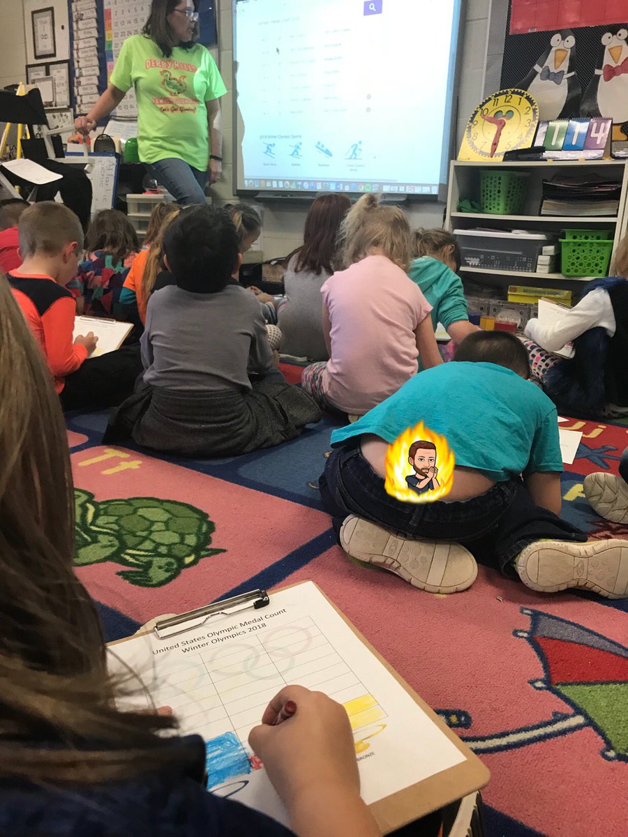 BFingerDHE's tweet photo. I got to witness @DHEHIGGINS using her smartboard and the Olympic Games to help her 1st graders tally @TeamUSA medal count #dhefamily https://t.co/GBGmQgkLUe