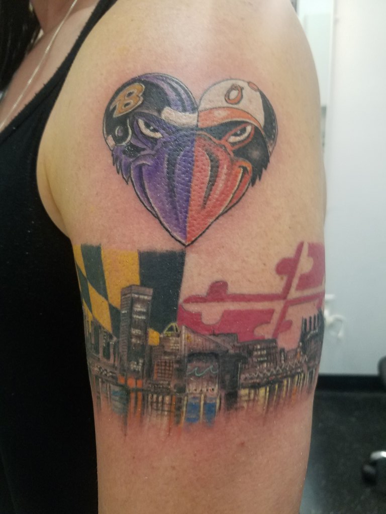 Ravens and Orioles Tattoo by BiagiosTattooGallery on DeviantArt  Orioles  tattoo Tattoos Budist tattoo
