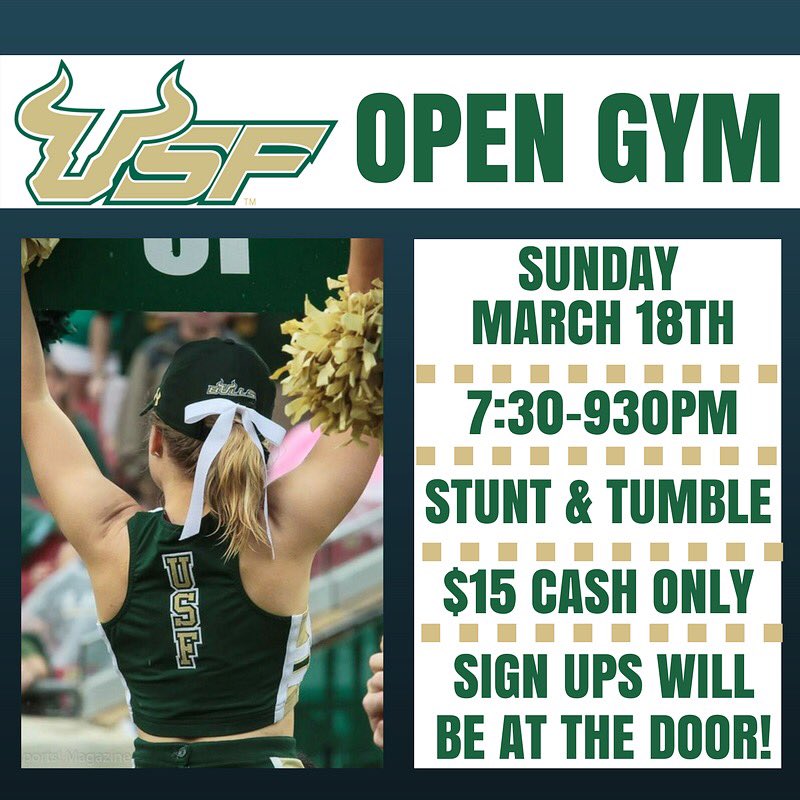 ‼️OPEN TO ALL MALES AND TOP GIRLS IN HIGH SCHOOL ‼️ 

We are so excited to announce that we will be hosting a Coed High School Open Gym! Here are the details below. 😎 

🗓: Sunday, March 18th
⏰: 7:30-9:30PM
🛣: Stunt and Tumble
💰: $15 Cash ONLY 

See U there! 🤘🏼