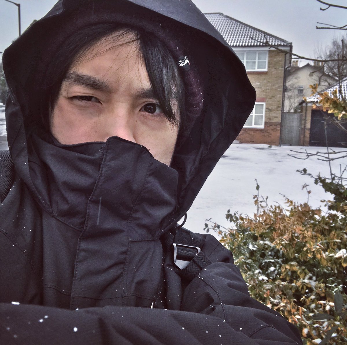 onizarumokugyo's tweet photo. もはやロンドンではこんな不審者みたいな格好で歩かないと凍死しそうな天気です。目出し帽がほしい!笑
#イギリス #ロンドン #大寒波 #大雪 #雪 #雪国 #不審者 #忍者 #マイナスの世界 #マイナスの気温 #凍死寸前 #銀世界 #uk #england #london #snow #snowing #snowinlondon #white #minus10degrees https://t.co/0lcrlNjBrS