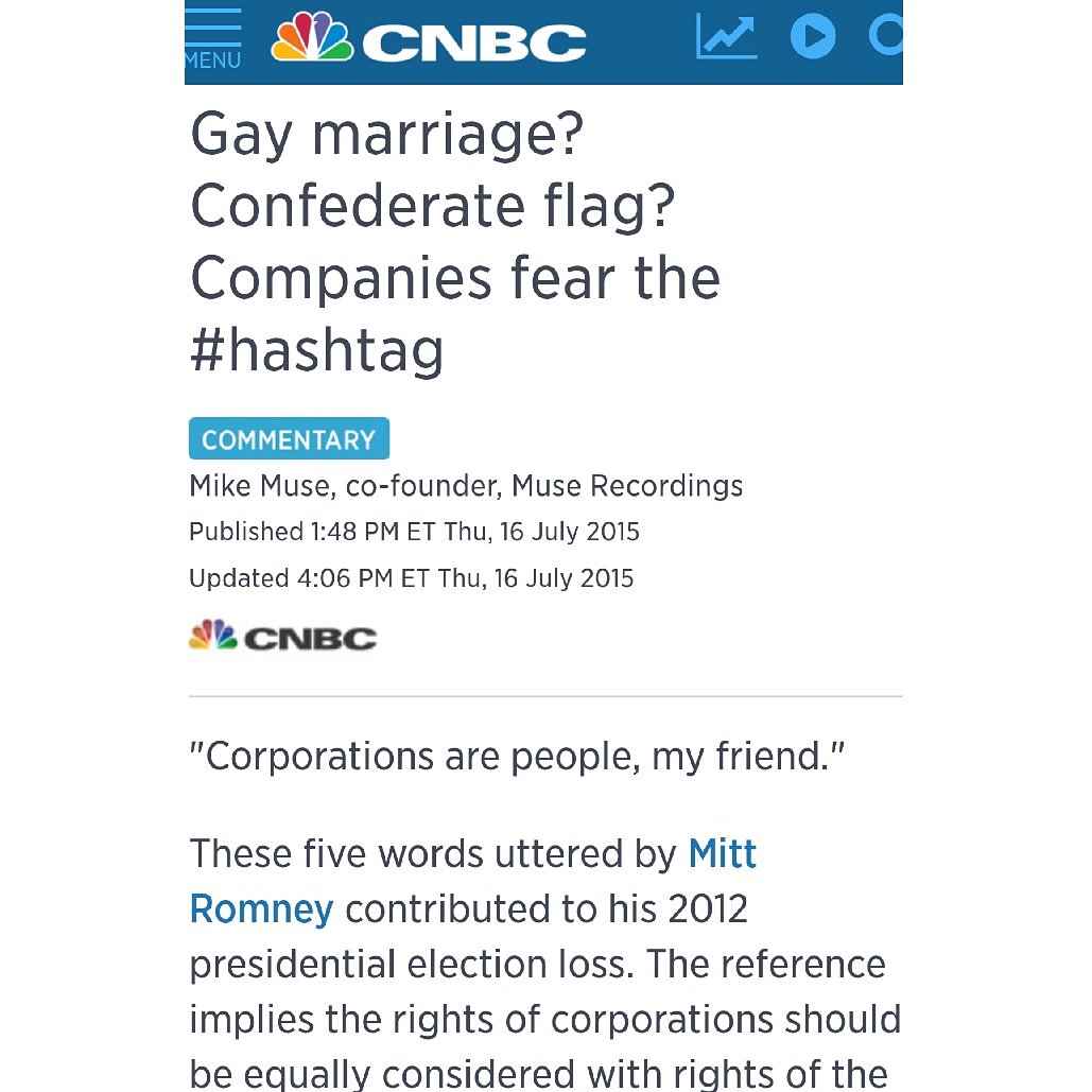 iammikemuse's tweet image. #tbt height of Confederate Flag &amp;amp; Gay Marriage Debate,I wrote an Op-Ed @CNBC that corporations have more power to advance policy than any politico can,now,fast fwd @Delta, @Walmart, @DicksSportingGoods,are pushing #GunReform #GunDebate further and faster than we have ever seen.