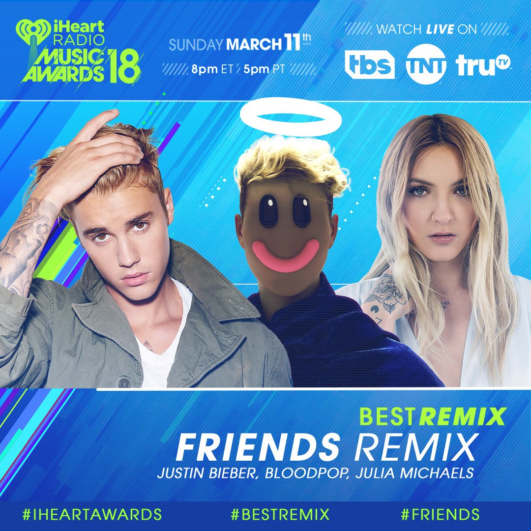 iHeartRadio's tweet photo. Today is the last day to vote! RT to vote for #Friends for #BestRemix! #iHeartAwards

👌🏻: @justinbieber, @bloodpop, + @imjmichaels https://t.co/eVLaTQKwF0