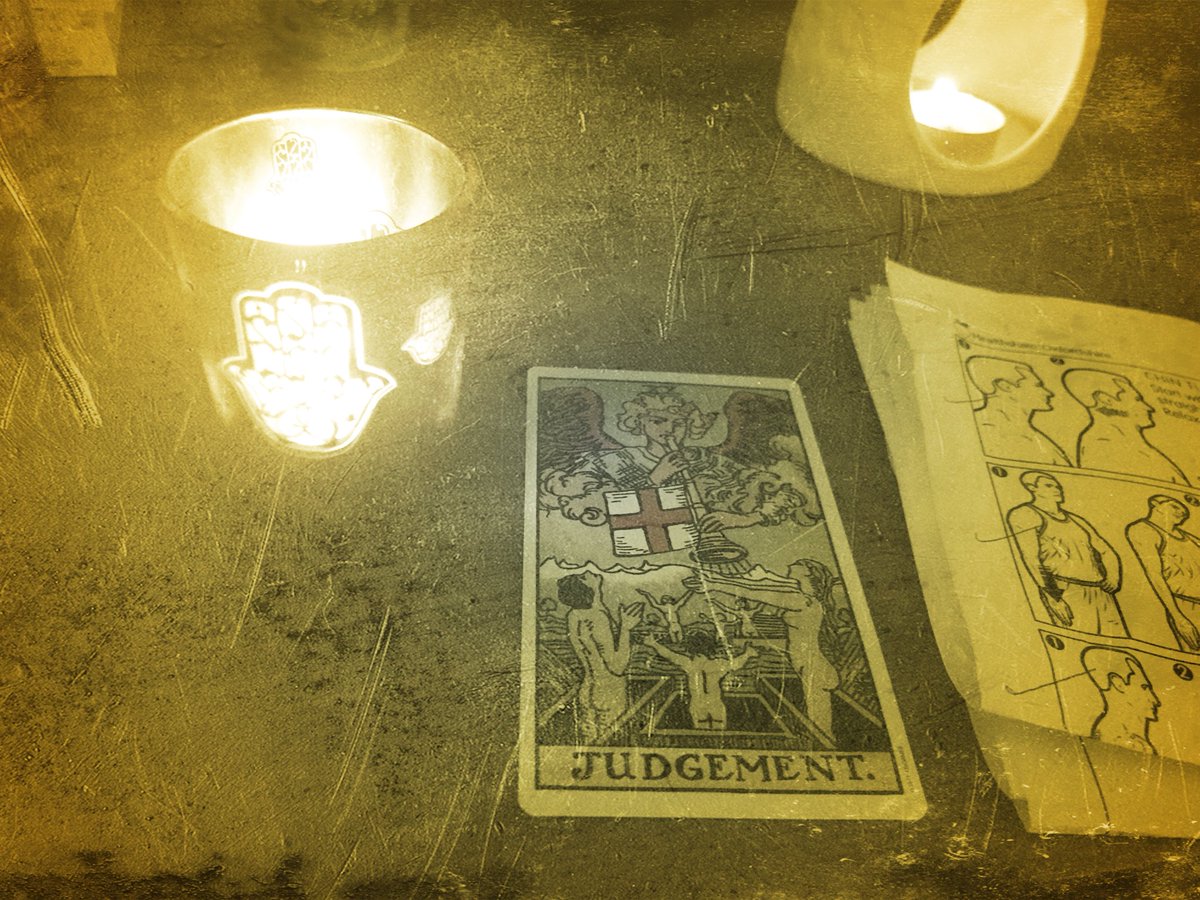 danielsluman's tweet photo. helped wife in the bath & edited 4 drafts & read david wolach & @CAConrad88 & pulled Judgement as my #tarot for the day #disabilitypoetics https://t.co/GRbm73yasm