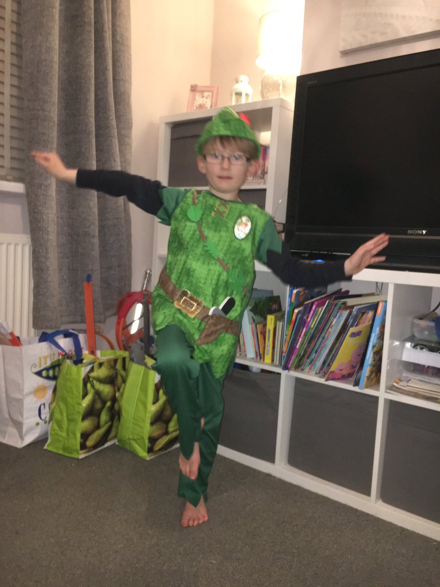 TeamReaPow's tweet photo. Happy #WorldBookDay! We're celebrating from home as School is closed today! Here's my Little Peter Pan πππ #WorldBookDayUK #WorldBookDay2018 #PeterPan #SecondToTheRight #SnowDay2 @WorldBookDayUK @_MrsBG @stjs_staveley https://t.co/NXQktGbS7f