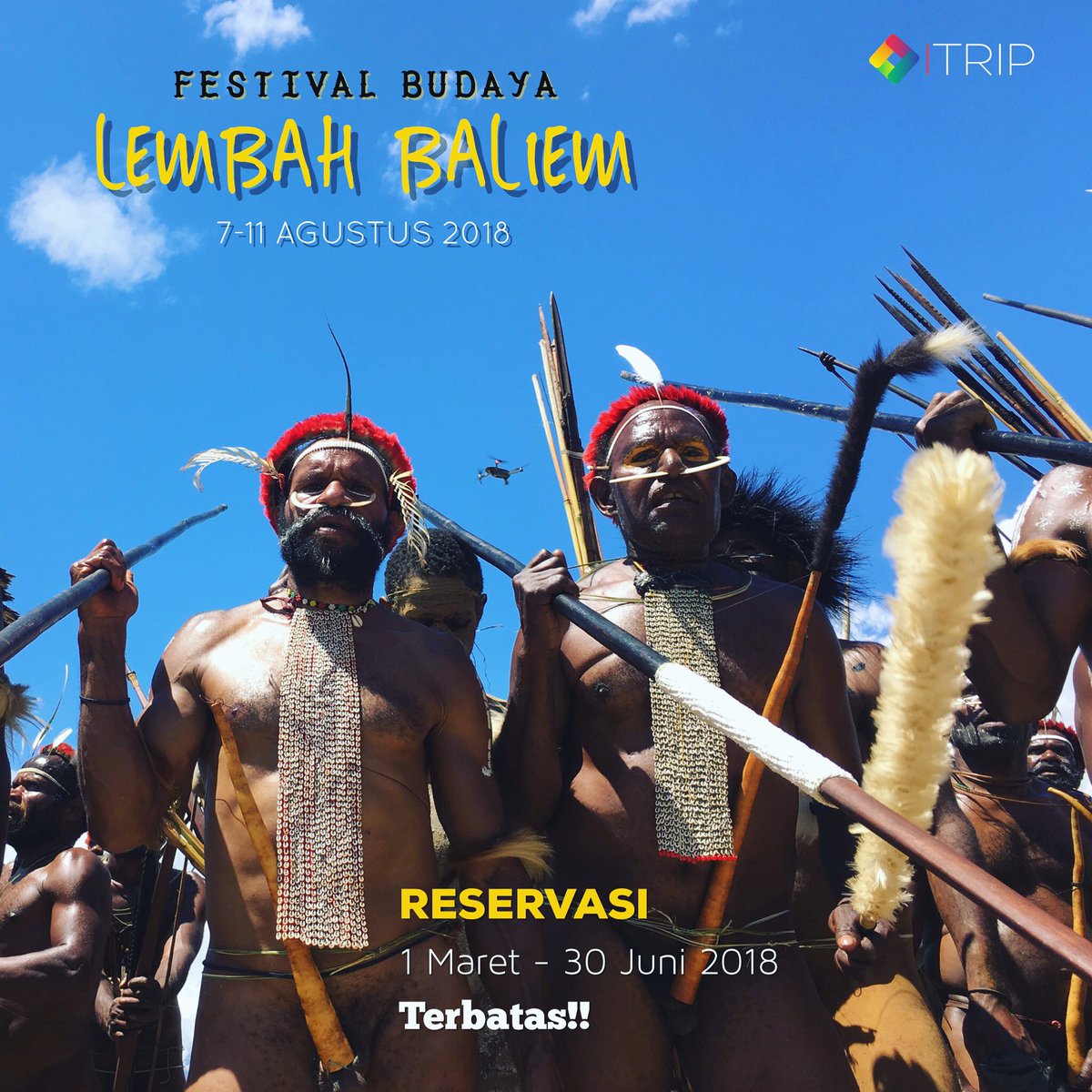indonesiatripID's tweet photo. Ingin melihat langsung berbagai pertunjukan budaya khas masyarakat Pegunungan Tengah Papua pada 7-11 Agustus 2018 nanti?
.
Sudah siap menjadi bagian dari Festival Budaya #LembahBaliem ke-29?
.
Book now &amp; for more information:
Call / SMS / WA: +62822-4342-6006 https://t.co/6kFoCB4q4X