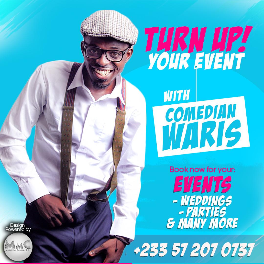 EvolutionGh2's tweet photo. "For Event MC's either for cooperate events, birthday's, engagements, weddings. Get in touch with newest kid on the block, @ComedianWaris @c4forever https://t.co/s3pL9uz5pi