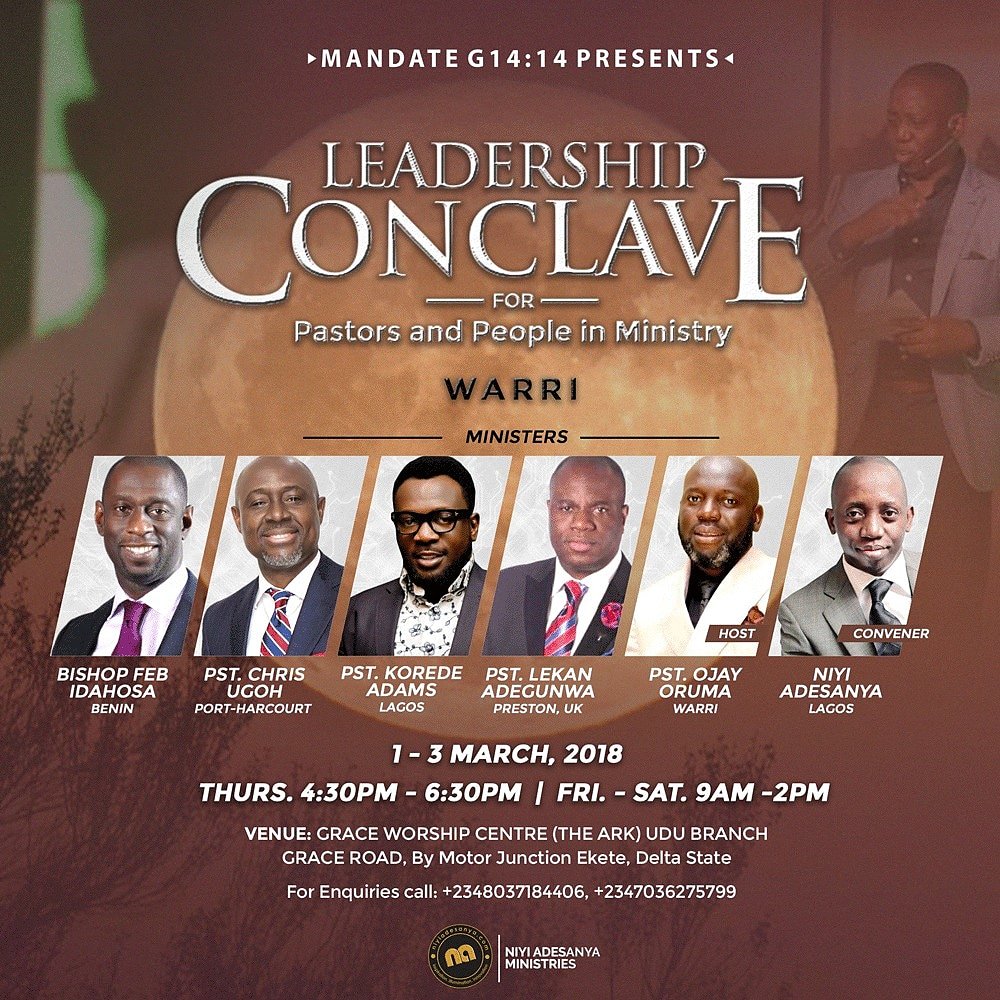 rumedaniels's tweet photo. Wow. Two great sessions tonight as #LeadershipConclave commenced in Warri today. God bless you Pastor @Nadesanya, our convener and Pastor @ChrisUgoh1 for such a #LifeGivingSession. 
We kick off day 2 with @ChrisUgoh1 by 9am. Don't miss out. #MandateG1414 https://t.co/w0mBW5Q8mN