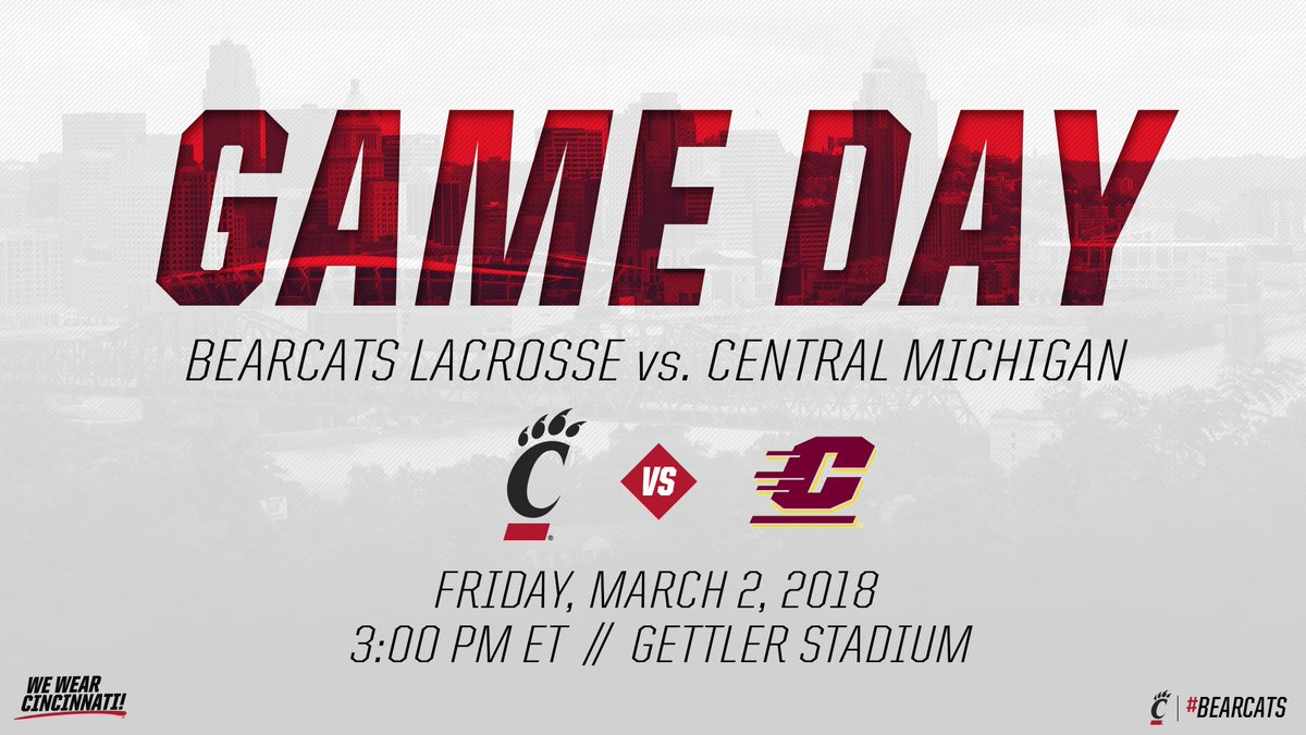 GoBearcatsLAX's tweet photo. It's #GameDay for the #Bearcats!
π»π±π @CMU_Lacrosse
ποΈ Gettler Stadium
β° 3pm
ποΈ Free (#ExperienceUC)
π https://t.co/rnwMZBzd1W
πΊ https://t.co/KGLli92BhY (free) https://t.co/qJzR5ebhe7