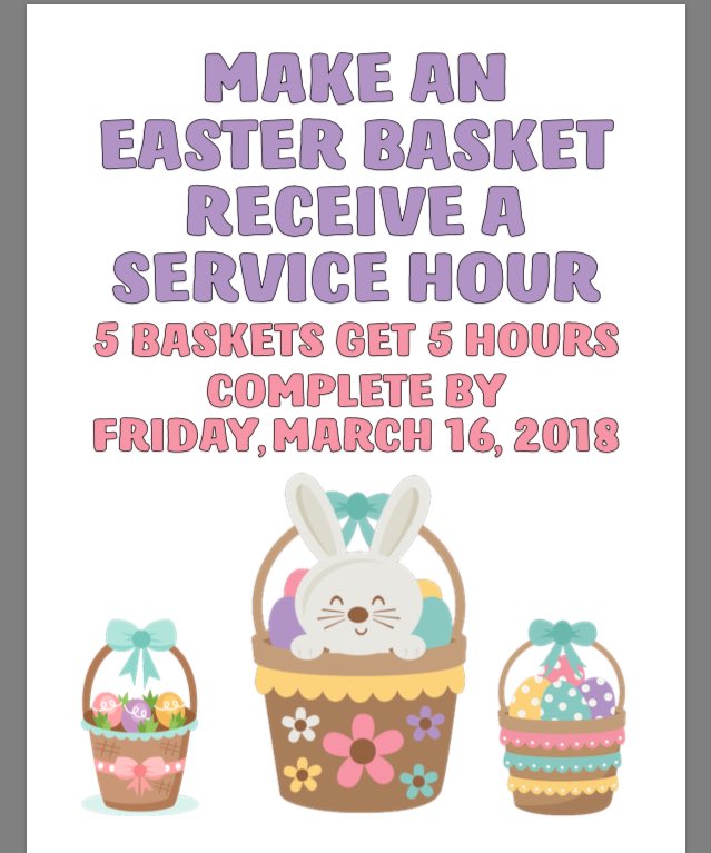 SandburgNHS's tweet photo. Need hours? Here is our newest opportunity!!! Easter baskets💐🐰 https://t.co/lLWLSYFMG5