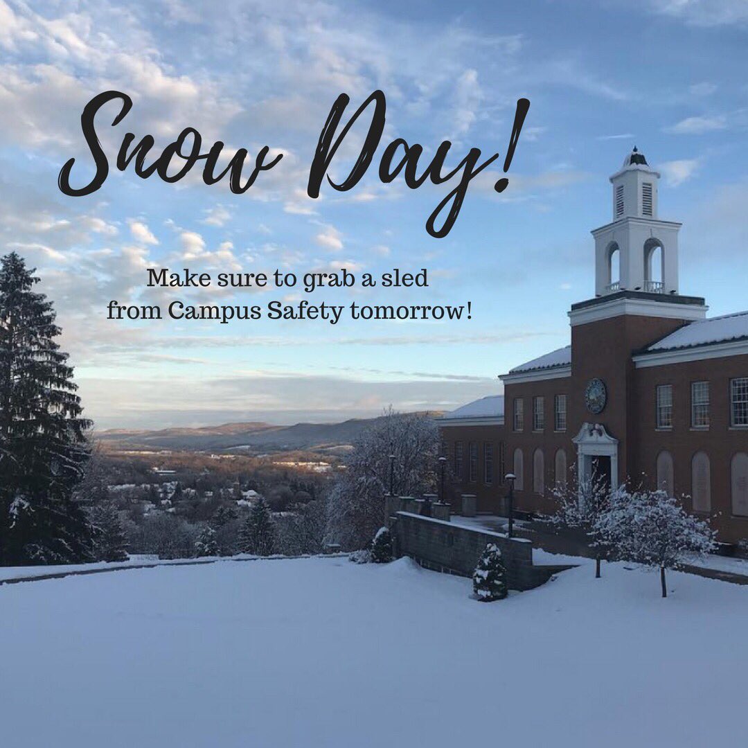 _WickSenate's tweet photo. Make the best of your snow day tomorrow! Grab a sled from Campus Safety (In Dewar) and share you’re awesome photos with us! https://t.co/luXGak6OXb