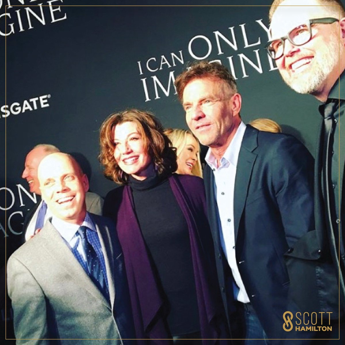 ScottHamilton84's tweet photo. TBT (because jet-lag from weeks in PyeongChang is no laughing matter!) to an inspiring, wonderful night at the @onlyimaginefilm premiere. We're so grateful to the talented @ErwinBros for their generous donation to @TeamScottCARES! #ICanOnlyImagine https://t.co/azQD2EDsMI