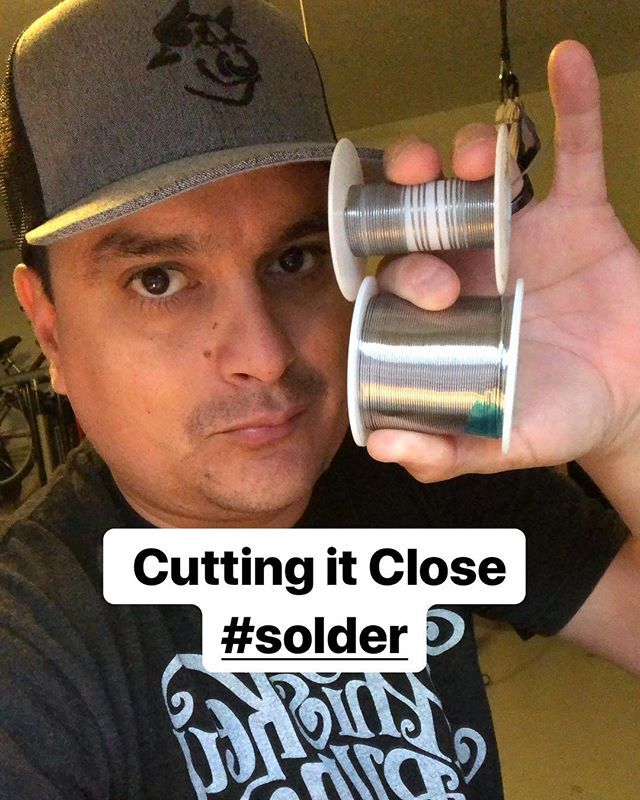 DylanTalksTone's tweet photo. Cut it close on the #solder roll. #kester #guitar #workselfie #rectecgrills #whiskeyrun #dylanpickups #dylantalkstone #dylancustomguitars https://t.co/zlVt6fJAHt