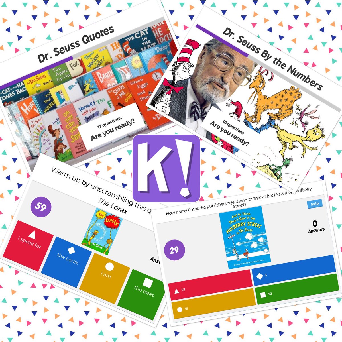 Katie Poirier, MLS (@nsdkpoirier) on Twitter photo 'Twas the night before Seuss Day,
And all through the school
Everyone was preparing
For a day that will rule.
Can't wait for our students to see what is in store
Like Kahoot! and book swapping and READING galore.
#ReadAcrossTitus #TitusPride #Southside <a href="/GetKahoot/">Follow @Kahoot</a> 'Twas the night before Seuss Day,
And all through the school
Everyone was preparing
For a day that will rule.
Can't wait for our students to see what is in store
Like Kahoot! and book swapping and READING galore.
#ReadAcrossTitus #TitusPride #Southside <a href="/GetKahoot/">Follow @Kahoot</a>