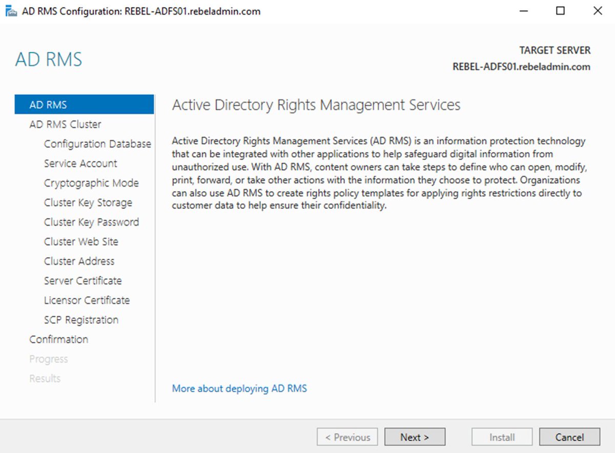 rebeladm's tweet photo. My New Blog Post "Active Directory Right Management Service (AD RMS) – Part 04 – AD RMS Configuration" https://t.co/m7AxmFBJFO #AD #ADRMS #ActiveDirectory #WindowsServer #RightManagementService #canitpro https://t.co/Wio2LDbzNc