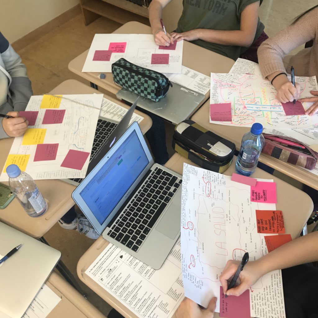 ejdrum's tweet image. Students giving rich feedback and posing great questions to each other as they summarize their learning using a #visiblethinkingroutine #generatesortconnectelaborate #engagedlearners @ASW_Warsaw