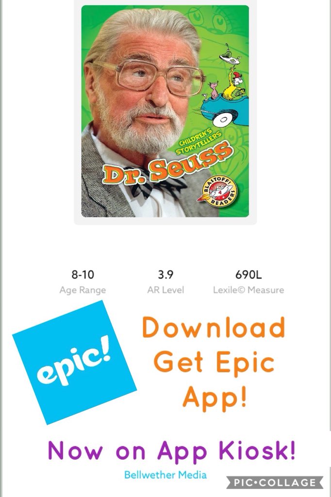 Cass_Stewart's tweet photo. Tomorrow is #ReadAcrossAmerica and what better way to participate then to learn about the great Dr. Seuss with @EpicKidsBooks!? Now available on @VCSTitleITech iPads or via computer!! https://t.co/XMfidbQXba