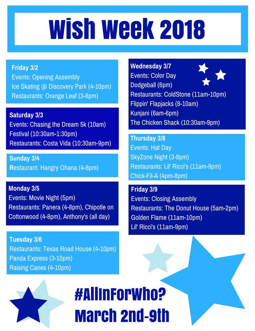 ChapWishWeek's tweet photo. WISH WEEK 2018 🌟 #AllInForWho https://t.co/5ExXrKAnx0