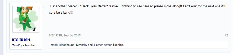 chipgoines's tweet photo. There's no doubt that @MassStatePolice Trooper Matthew Sheehan is a raging bigot. Here's what he had to say about last year's shooting at a Carribean festival at MIT. #mapoli #masscops https://t.co/tnib4E3pgz