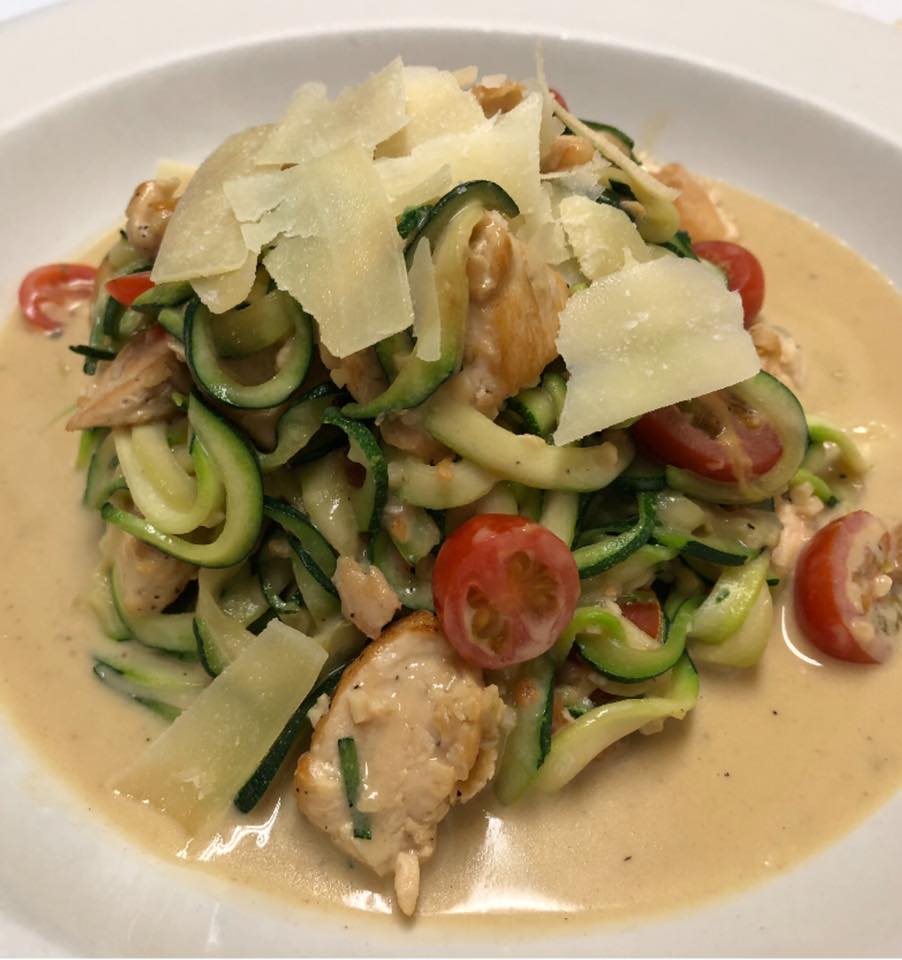 Gluten Free, Carb Conscious Zucchini Spaghetti &amp; Chicken @bosfoodanddrink <a href="/gfliving/">Gluten-Free Living</a> <a href="/Glutenfreeworks/">Gluten Free Works!</a> <a href="/SocialInBoston/">Social In Boston</a>