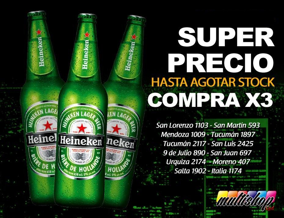 cabrerahercap's tweet photo. #SuperPromo en #CervezaHeineken hasta agotar stock!! Compra en #Multishopred mรกs rรกpido y mรกs barato que en cualquier otro lado de la ciudad! https://t.co/cc5s7m1eLd