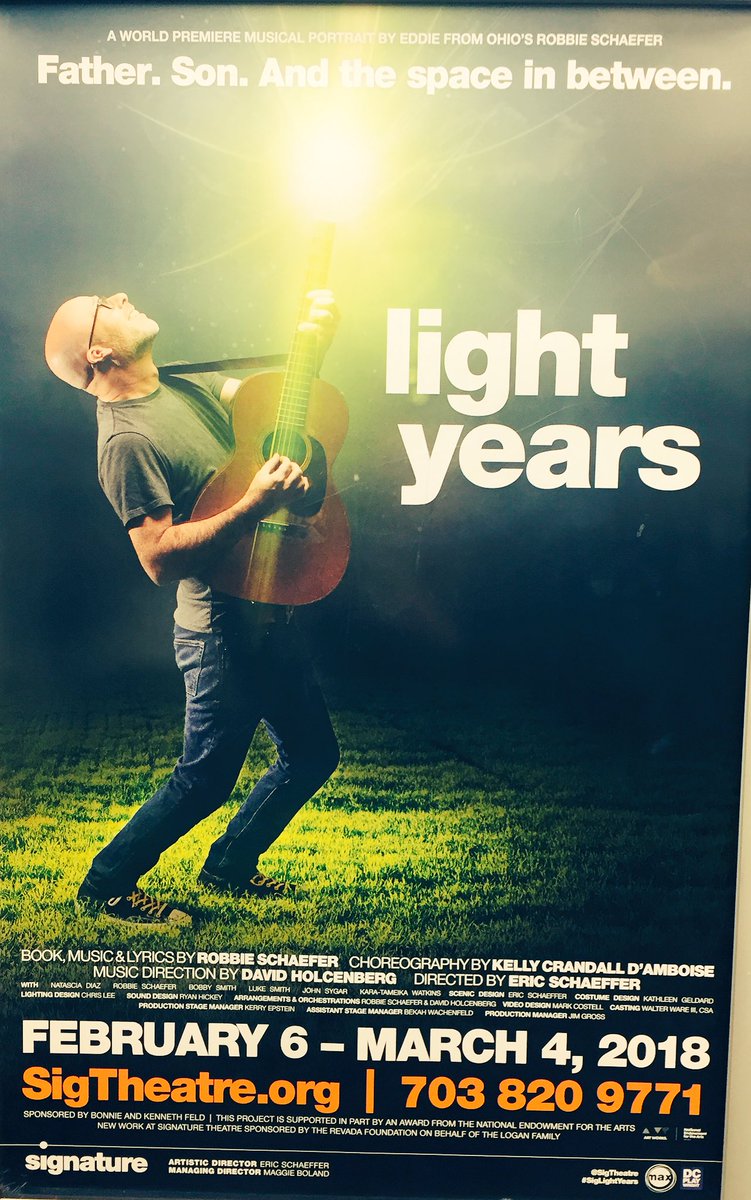 RossMartin's tweet photo. Just 4 nights left to see the opening run of Light Years. Amazing show! @robbieschaefer’s bio-inde-folk-rock musical at @sigtheatre in Arlington. Came last night. Had to see it again tonight! #SigLightYears https://t.co/TY8C3CeN9H