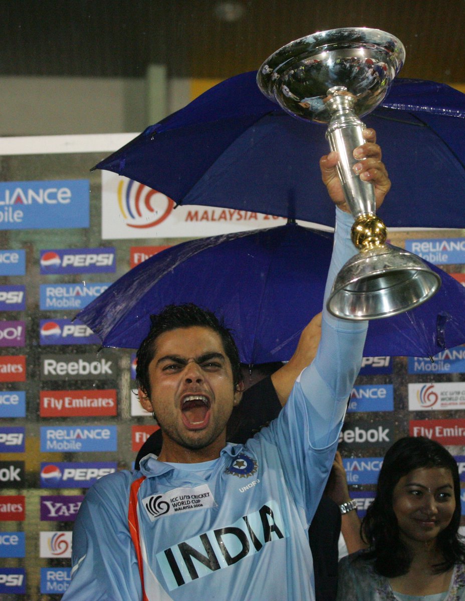 ICC's tweet photo. #OnThisDay in 2008, a @imVkohli led India side won #U19CWC, beating South Africa in the final in Kuala Lumpur! ๐ https://t.co/C6dZtKzurt
