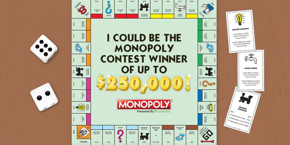melissa_futrell's tweet photo. I could be the MONOPOLY contest winner of up to $250,000! https://t.co/HVN0un8Jzl https://t.co/pVCqJwcBcf