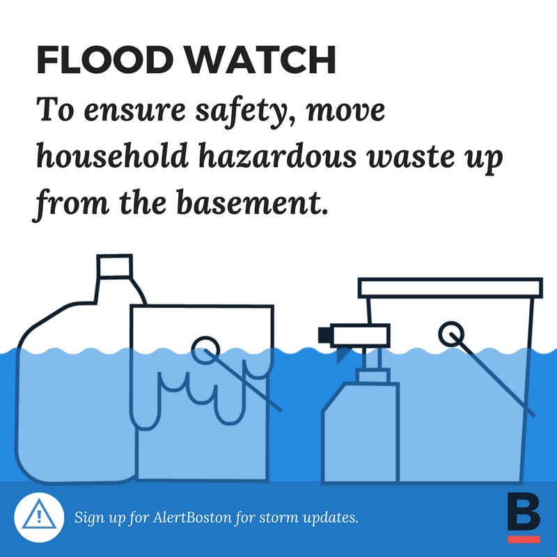 CityOfBoston's tweet photo. Prepare for flooding as heavy rain moves towards #Boston. Move household hazardous waste, trash, &amp; personal items out of basements. Get flood prep tips &amp; information at https://t.co/gB3xIaedJu https://t.co/vfekq7936K