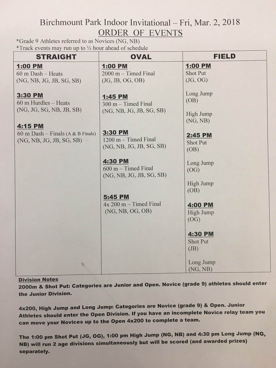 NeilTrackandXC's tweet image. Tomorrow is race day for @NeilTrackandXC at the #BirchmountInvitational!  Dismissed at 10:30. Here is the schedule.