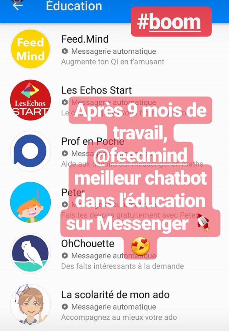 pierrickdanno's tweet photo. Congrats @LoicCoutal &amp; @alex91_r !! 😍👏👏👏  c’est que le début pour @FeedMind_  ! 🚀🚀 bientôt le meilleur #chatbot #Messenger toutes catégories en France !! 📱🇫🇷En plus, il paraît que va y avoir du nouveau très bientôt ... #nospoil #EdTech 👉https://t.co/xrbDOeQhWG https://t.co/wi8GfSn44n