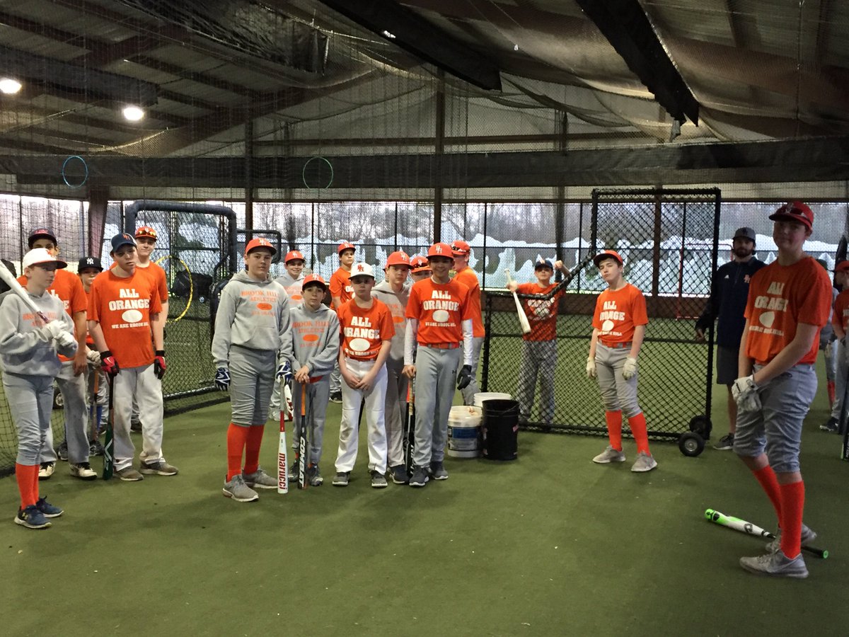 brookhillschool's tweet photo. Rain doesn’t stop us from practicing baseball and softball! Our Middle School Baseball Team worked out today in the cozy confines of the indoor, thirteen-lane, turfed batting cages of the Schwab Training Center on our campus #allorange #brookhillbaseball https://t.co/OQpIkahuaO