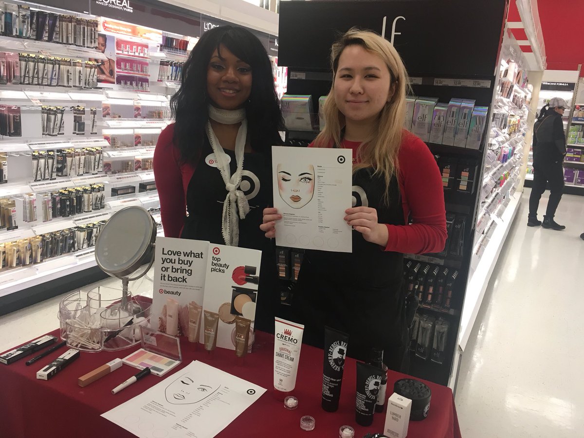 My amazing Target beauty experts Tash and Hlou testing out products for our guests to sample! We love beauty!!! #68rockstars #bullseye