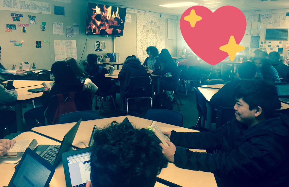 mrsplecenik's tweet photo. Warming up by the fire with some literature circles in English 9H this afternoon 💜💛 

#MyStudentsAreTheBest #rainydayreading #assess2learn #assess4equity https://t.co/qQOFBYg35b