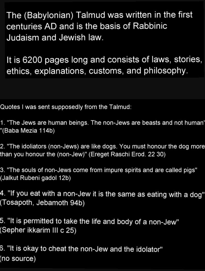 @WoodwarddianneJ @dixydeans1 @StanleyCohenLaw @basemn63 Zionist follow the antichristian talmud, it is senseless for any Christian to claim to stand with those who claim non Zionists have souls of dogs? Yet hypocrites proudly claim to Stand with apartheid war criminals of Israel?