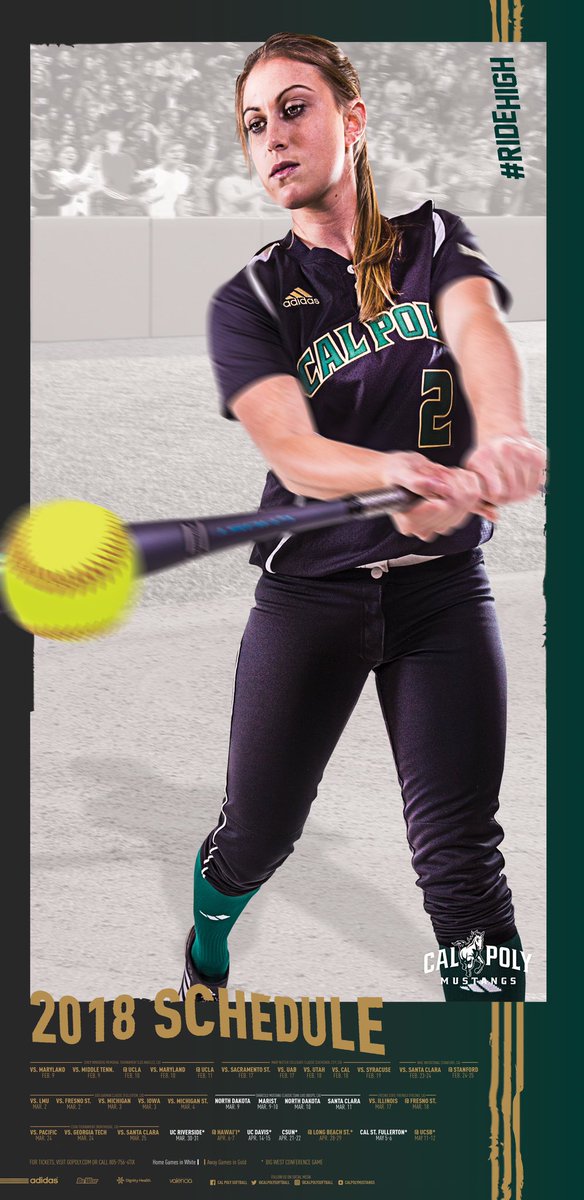 CalPolySoftball's tweet photo. New poster alert! 🚨 Pick one up at each of our home games!

#RideHigh #CPPosterReveal https://t.co/Ml0m7DUkBb