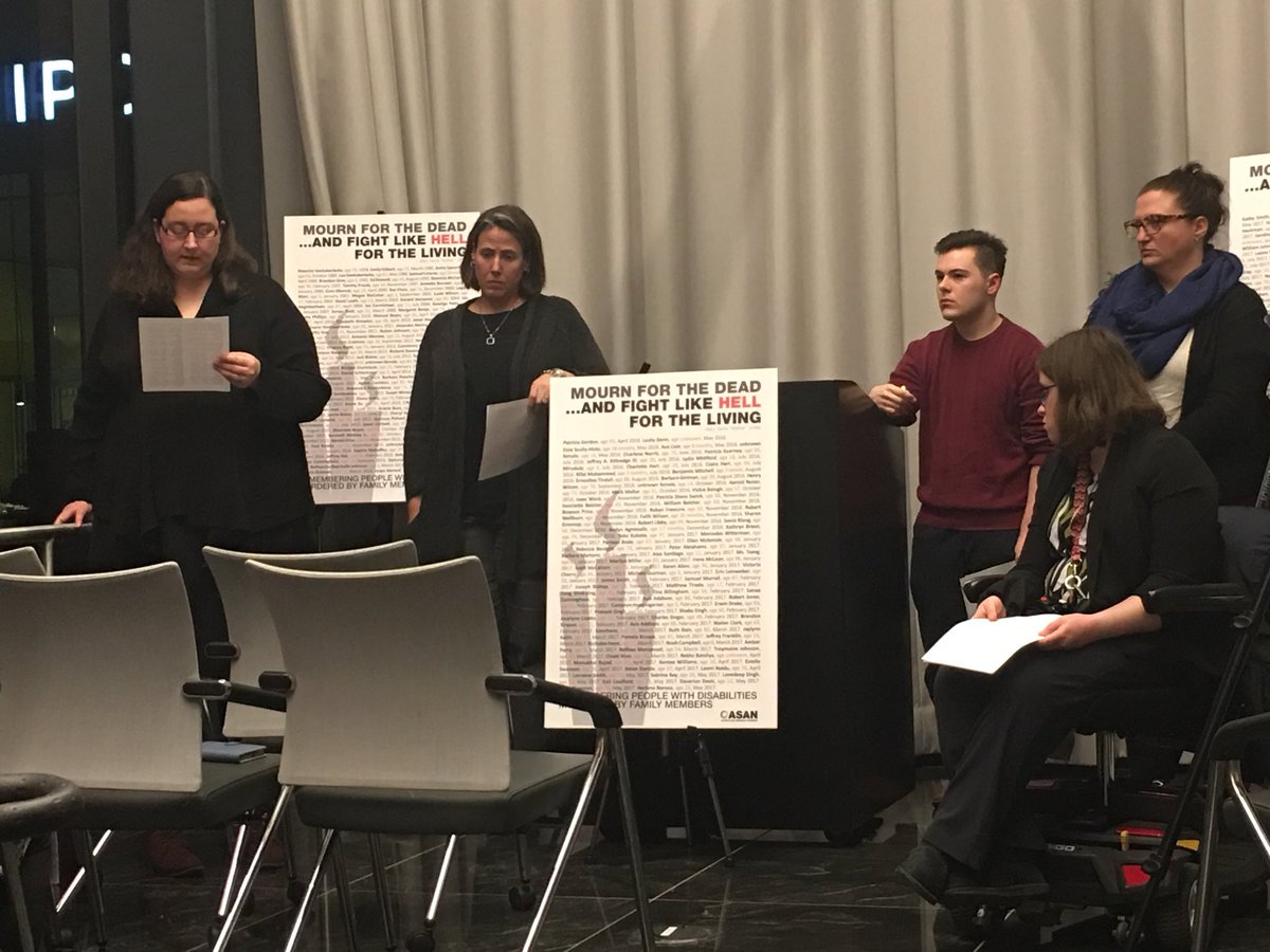 autselfadvocacy's tweet photo. Five of our readers, including @JustStimming and @spazgirl11, recognize those victims of #filicide at the #disabilitydayofmourning #DDoM2018 https://t.co/dI9IDwTHse