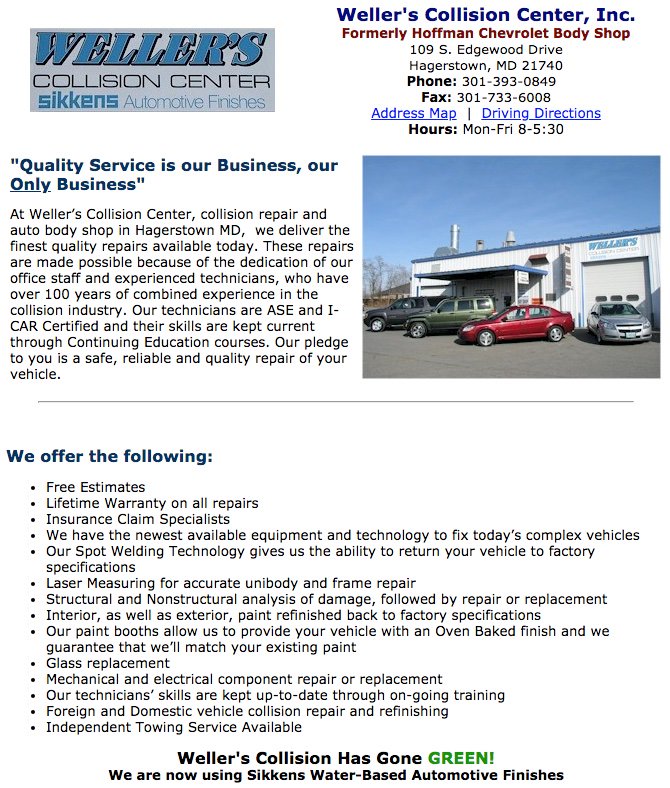 washcountymd's tweet photo. Weller's Collision Center, Inc. - Formerly Hoffman Chevrolet Body Shop - https://t.co/KE1lFy7Ief https://t.co/JUaGiI7TKf