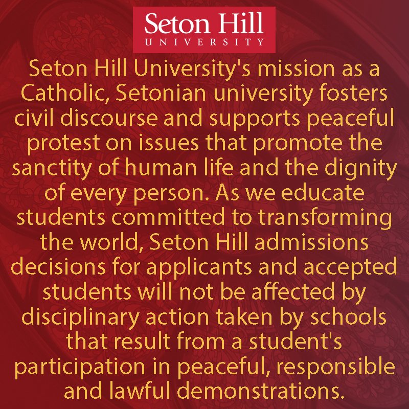 University Statement on Seton Hill's Admissions Policies: