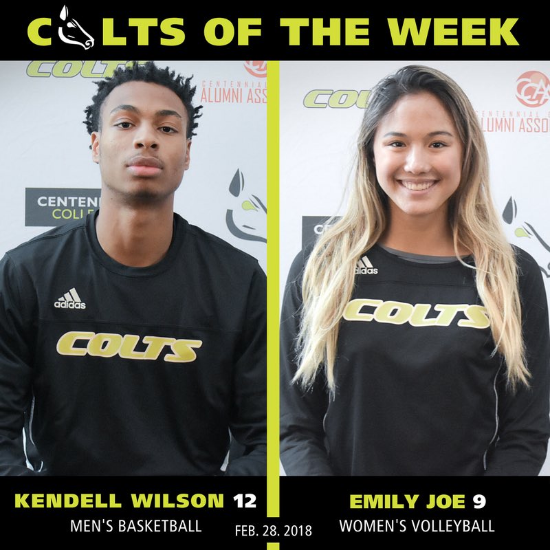 CentennialCOLTS's tweet photo. #ColtsoftheWeek: 3x winner Kendell Wilson (MBB) & 2x winner Emily Joe (WVB). Congratulations to both athletes π₯π΄π #gocolts #screamgreen https://t.co/xXHgnqgcDq