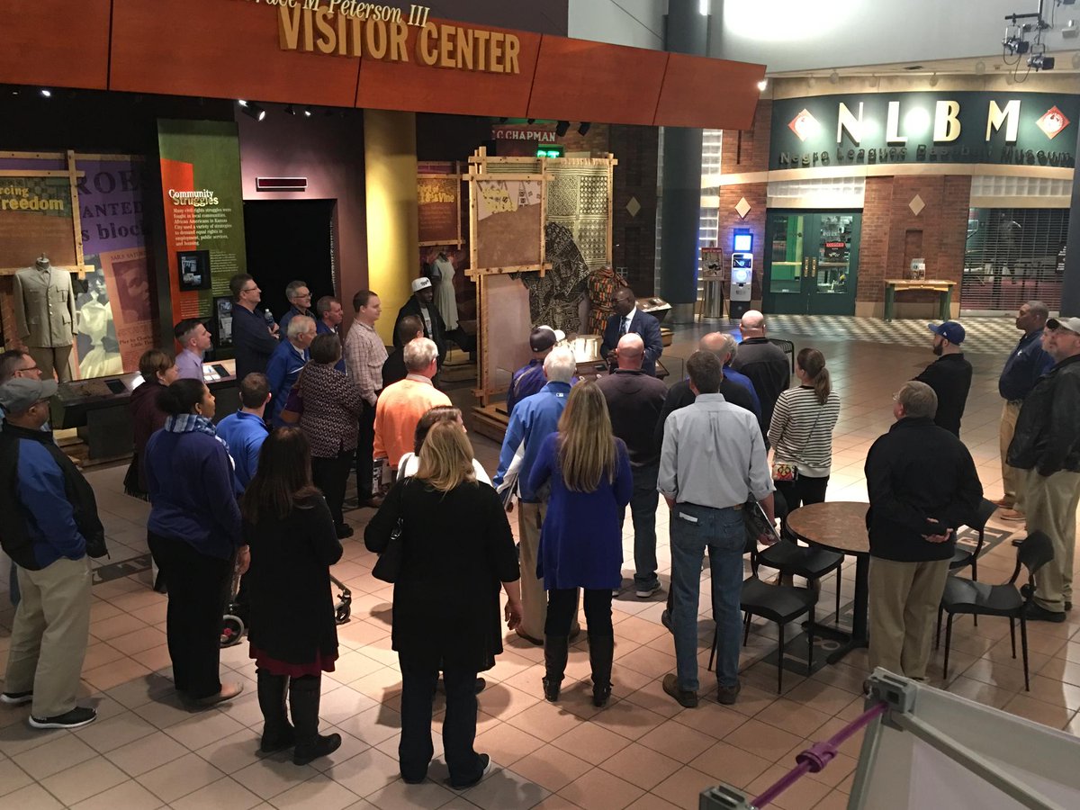 Royals's tweet photo. Our #Royals Event Staff Supervisors visited the Urban Youth Academy last night followed by a guided tour of the Negro Leagues Baseball Museum, thanks to @nlbmprez! #RaisedRoyal https://t.co/Qjicm63qeI