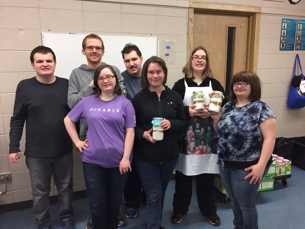 TheOfficialCTC's tweet photo. The young adults of CTC Creations had a great time making our new Mason Jar Spring Fling Cookie Mixes in the wonderful Miner School kitchen. https://t.co/BHR10icKoT
