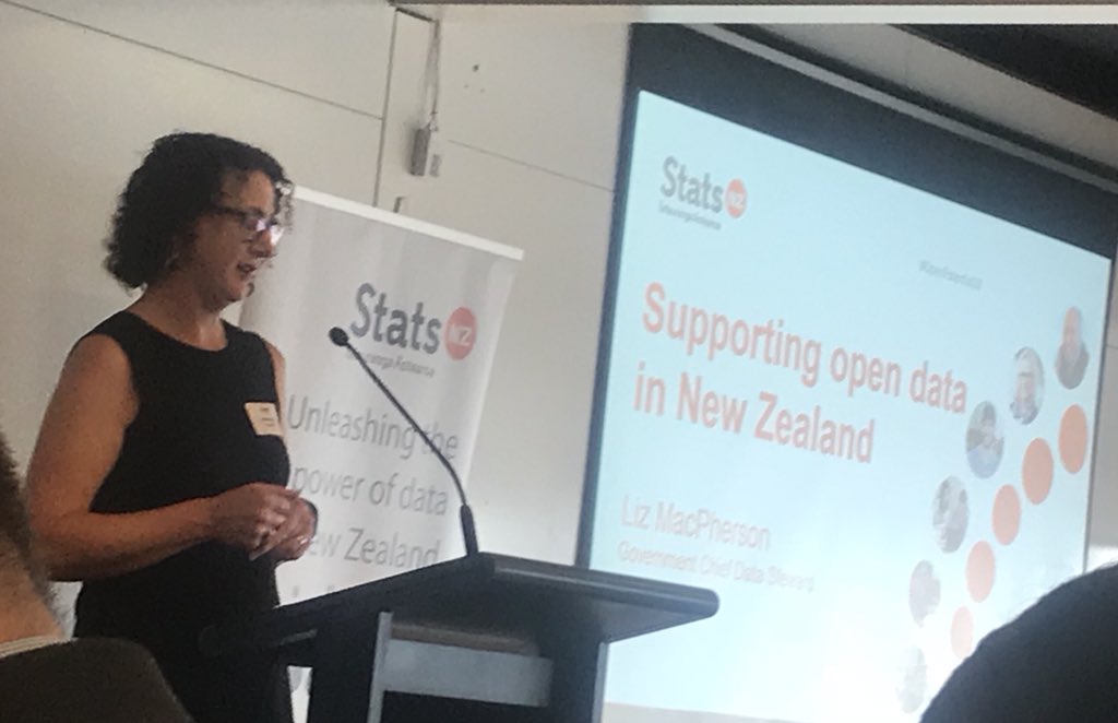 opendatanz's tweet photo. Our @GovStatistician talks about the work of @Stats_NZ #dataleadership hub & the development of practical & reusable tools, data standards, data infrastructure, open by design culture shift and the #OpenDataActionPlan initiative #OpenPotential18 https://t.co/GWa3NZg8rH
