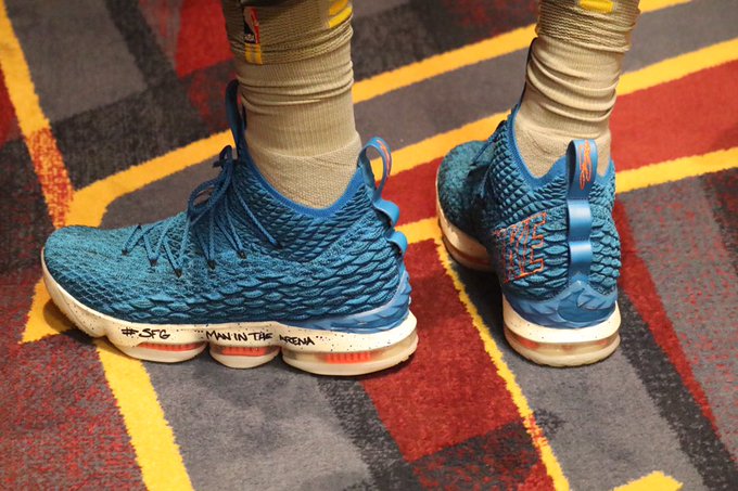 Cavs news LeBron James wears kicks with quote Man in the Arena on them