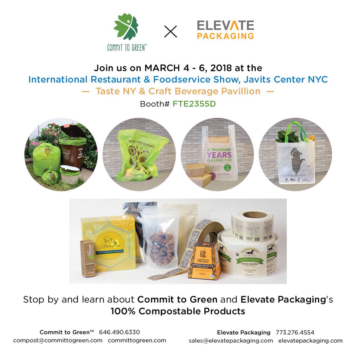 committogreen's tweet photo. Hope to see you at the @TheFoodShows @tasteny at @javitscenter starting this Sunday! 🍽🍗🍅🥖🍏🥘♻️ @ElevatePackage #tasteny #thefoodshows #irfsny #javitscenter #committogreen #zerowaste #foodwaste #compostablebags https://t.co/WjV1JEjqOP